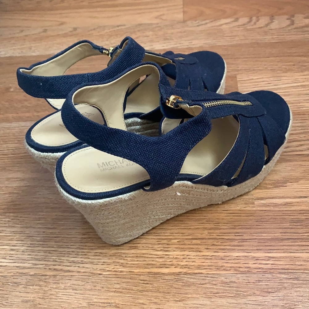 Navy Michael Kors Berkley Wedge Sandals